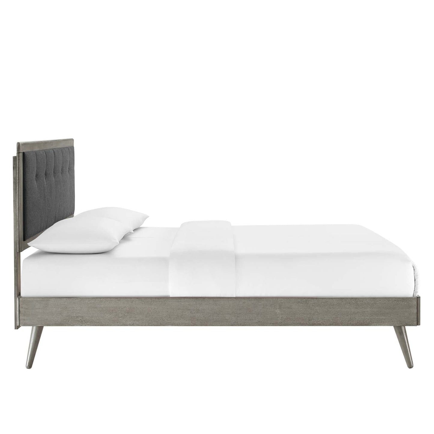 Willow Queen Wood Platform Bed With Splayed Legs Gray Charcoal MOD-6385-GRY-CHA