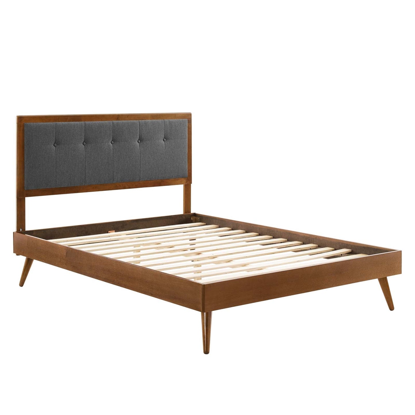 Willow Queen Wood Platform Bed With Splayed Legs Walnut Charcoal MOD-6385-WAL-CHA