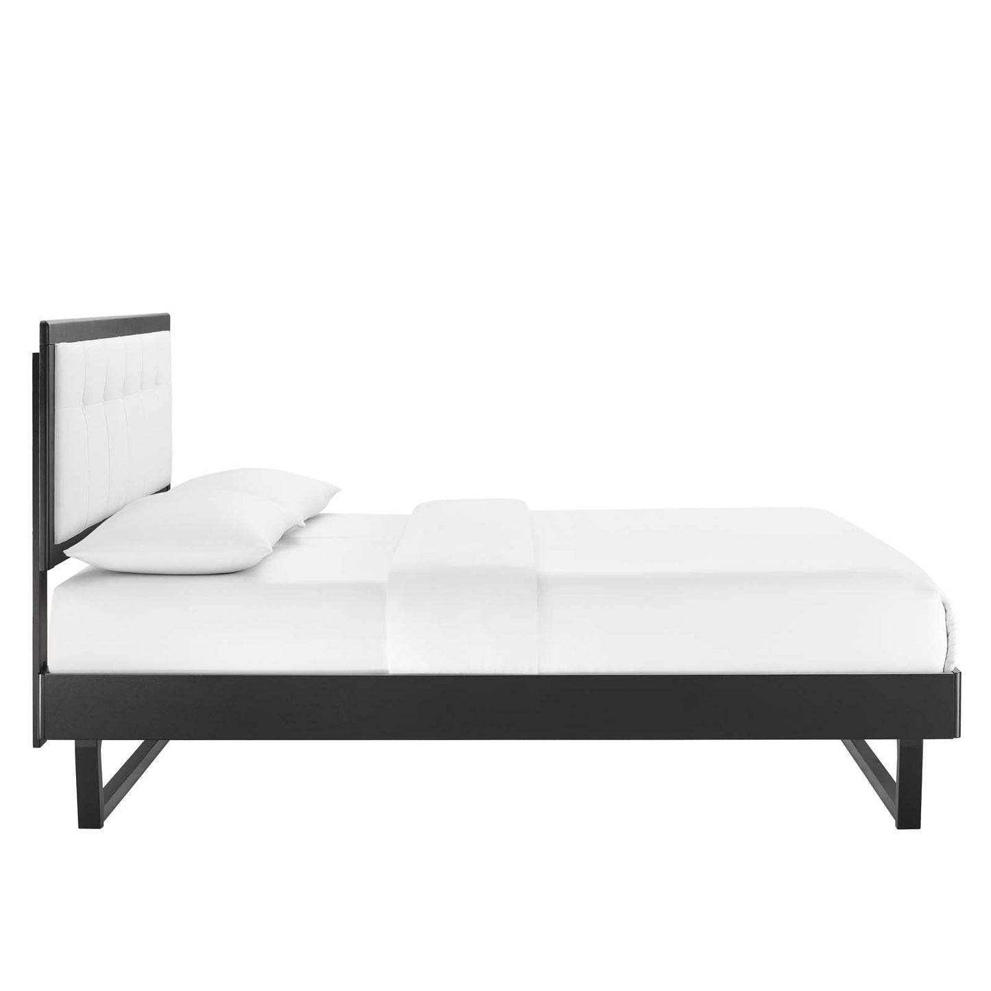 Willow Full Wood Platform Bed With Angular Frame Black White MOD-6634-BLK-WHI