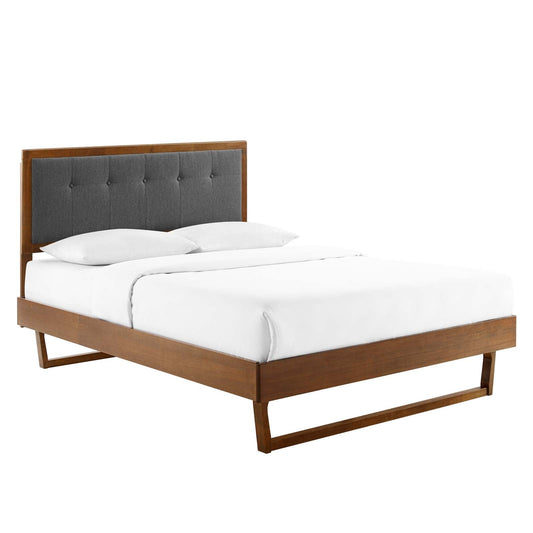 Willow Full Wood Platform Bed With Angular Frame Walnut Charcoal MOD-6634-WAL-CHA