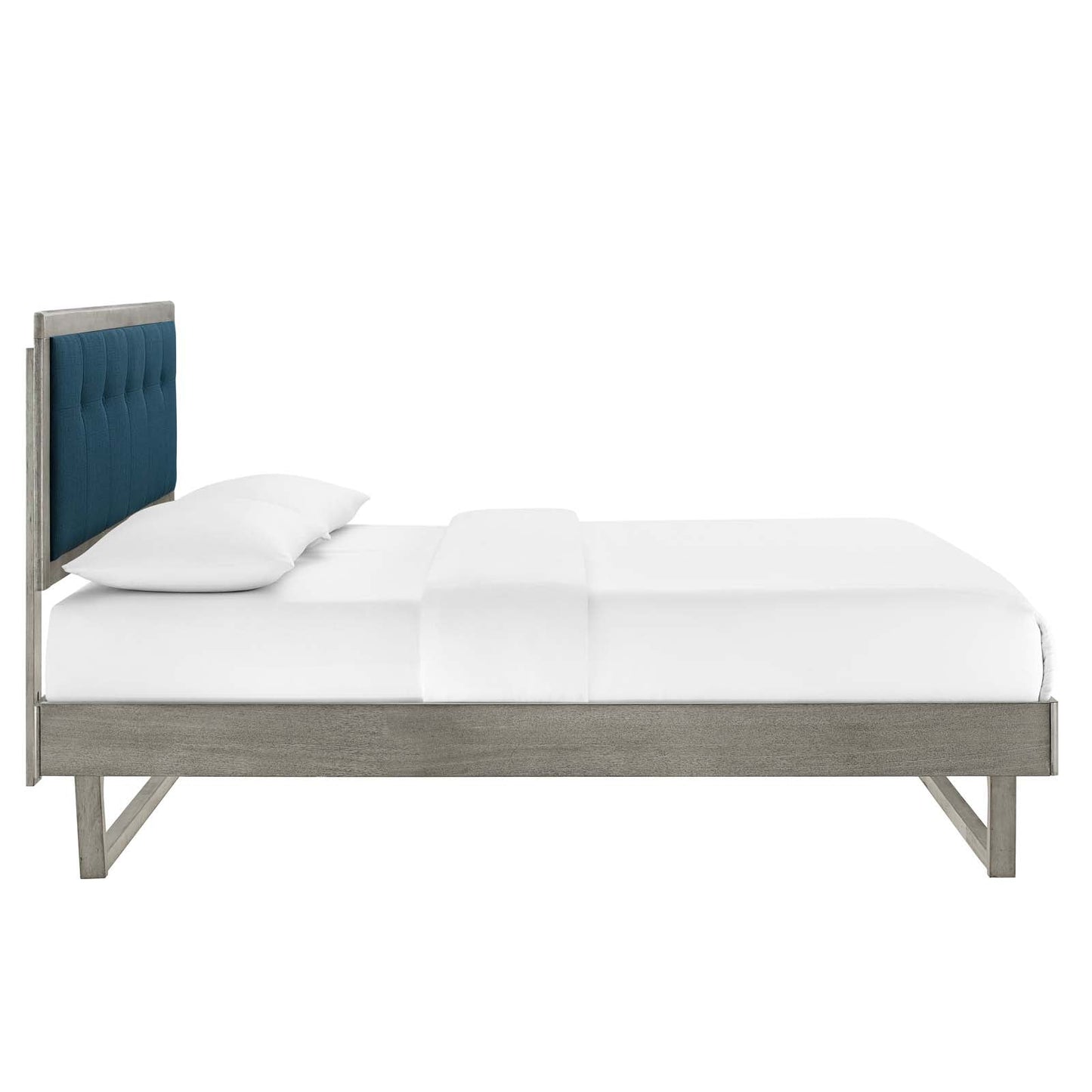 Willow King Wood Platform Bed With Angular Frame Gray Azure MOD-6635-GRY-AZU