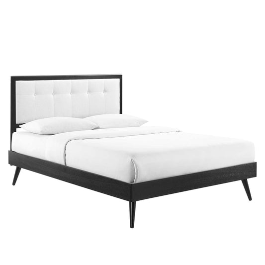 Willow Full Wood Platform Bed With Splayed Legs Black White MOD-6637-BLK-WHI