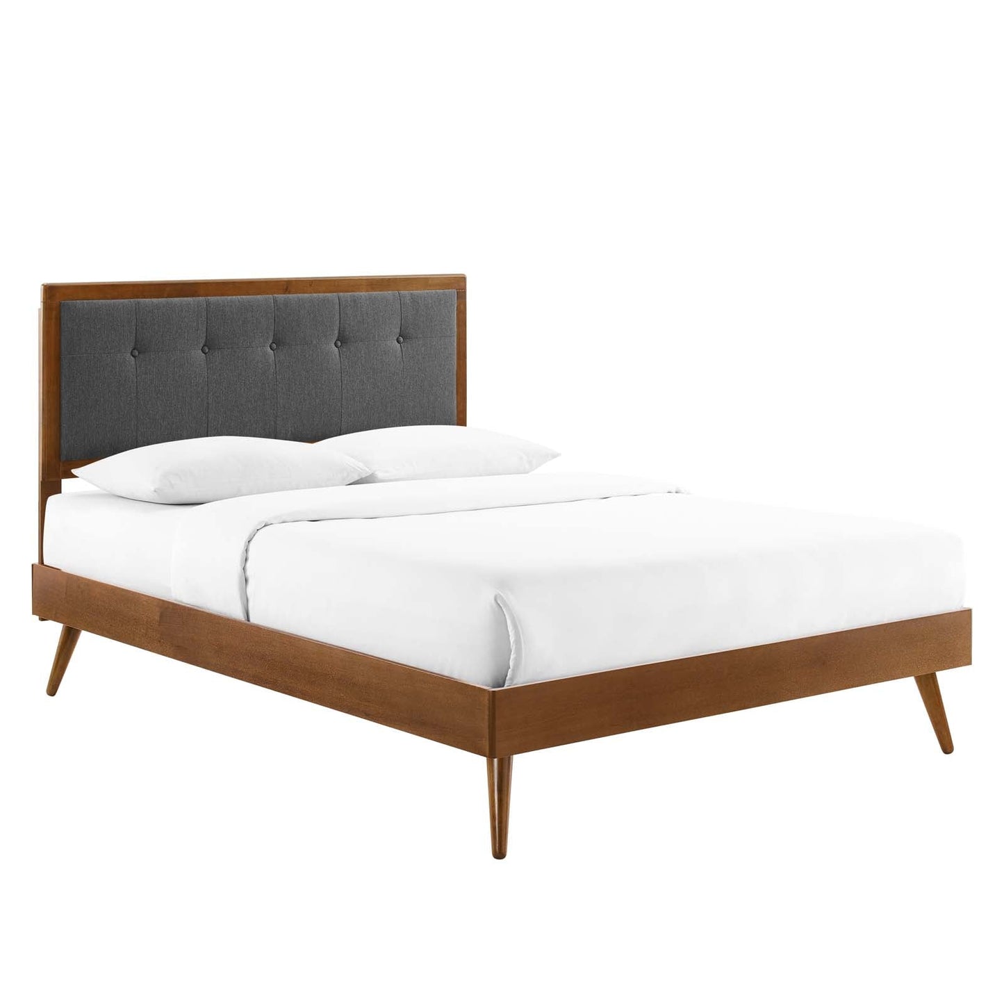 Willow Full Wood Platform Bed With Splayed Legs Walnut Charcoal MOD-6637-WAL-CHA