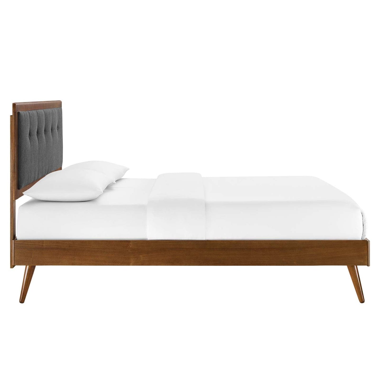 Willow Full Wood Platform Bed With Splayed Legs Walnut Charcoal MOD-6637-WAL-CHA