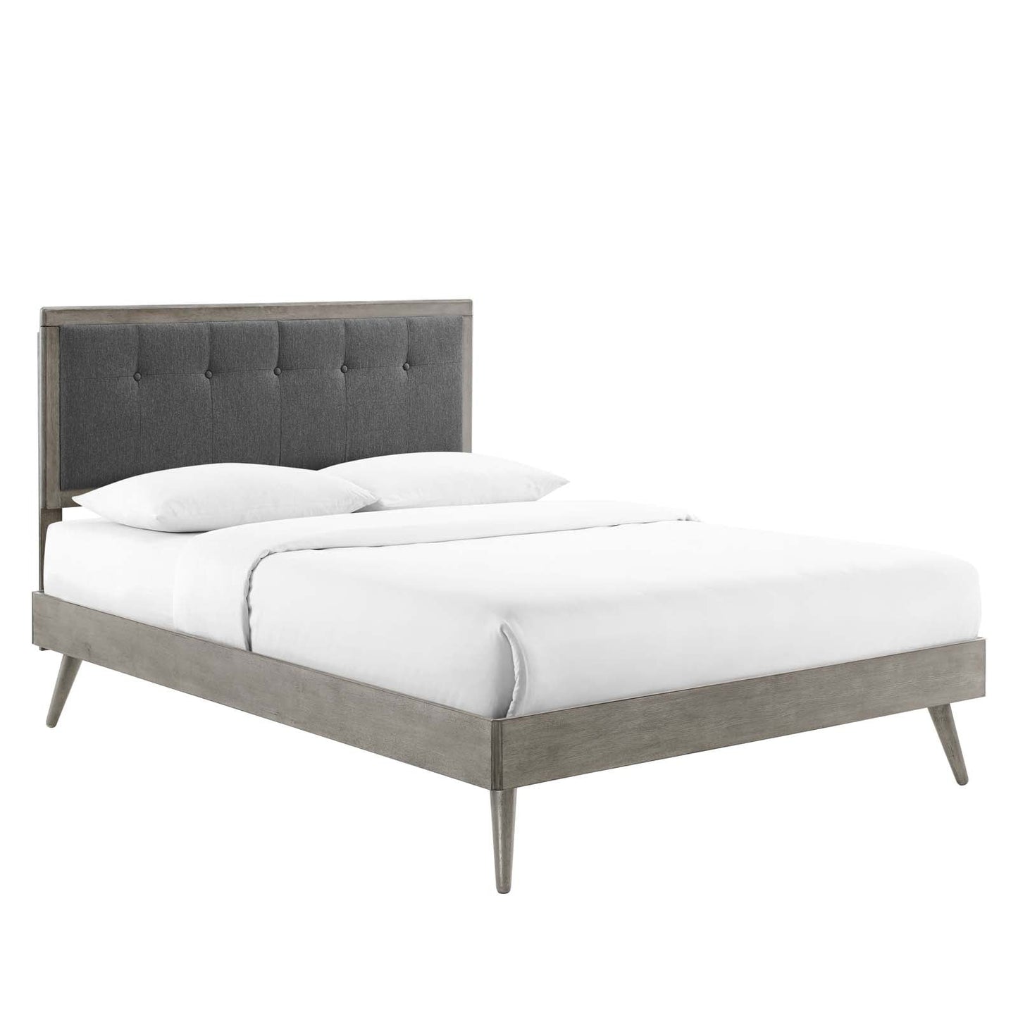 Willow King Wood Platform Bed With Splayed Legs Gray Charcoal MOD-6638-GRY-CHA