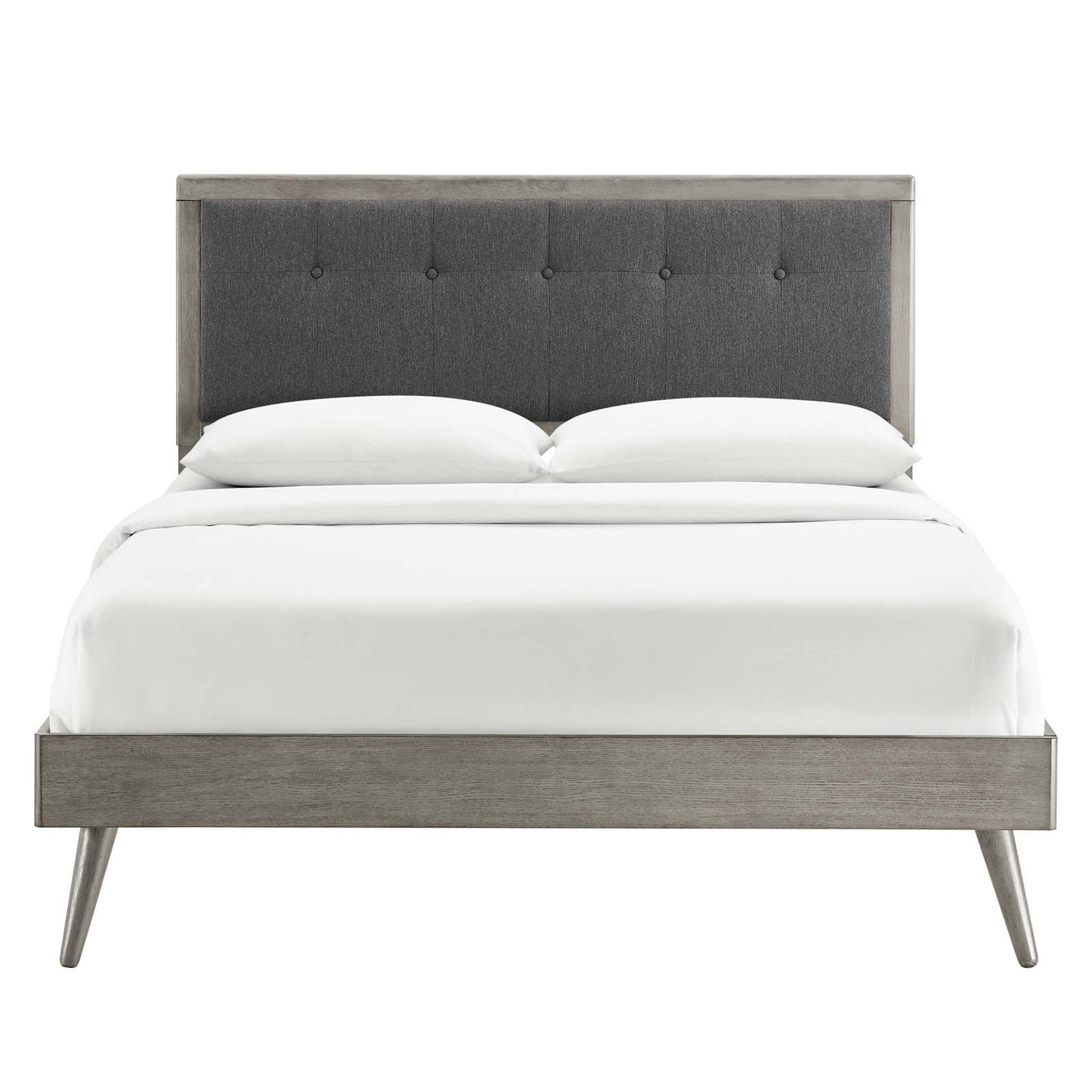 Willow King Wood Platform Bed With Splayed Legs Gray Charcoal MOD-6638-GRY-CHA