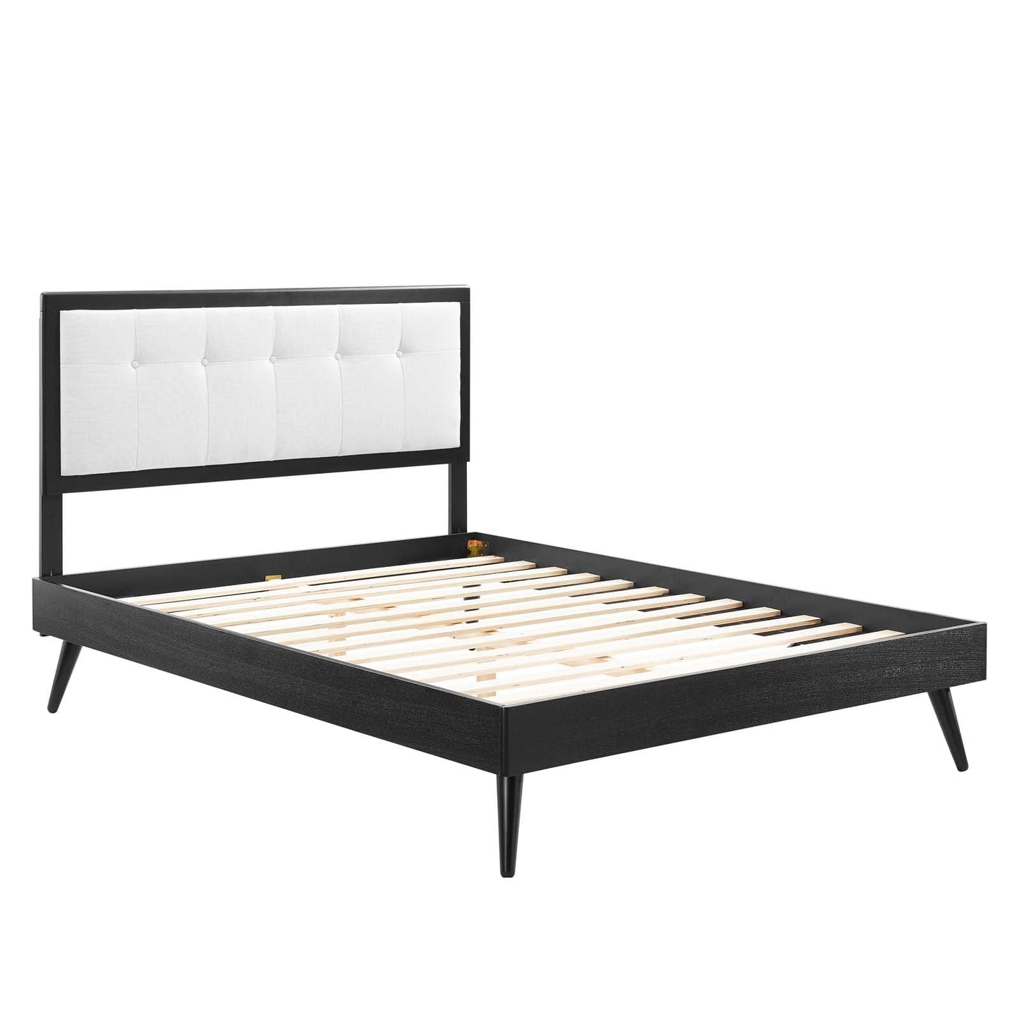 Willow Twin Wood Platform Bed With Splayed Legs Black White MOD-6639-BLK-WHI