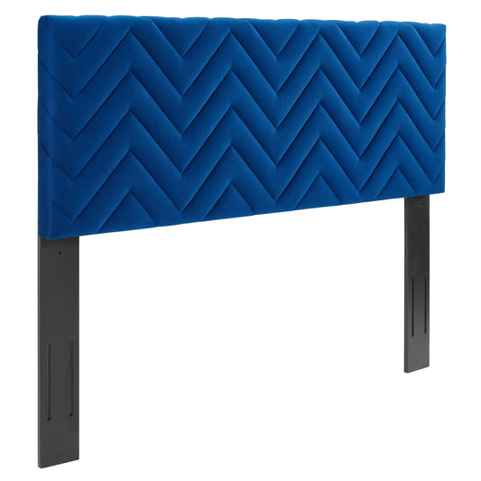 Mercy Chevron Tufted Performance Velvet Twin Headboard Navy MOD-6658-NAV