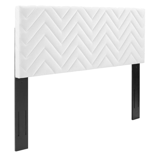 Mercy Chevron Tufted Performance Velvet Full/Queen Headboard White MOD-6659-WHI