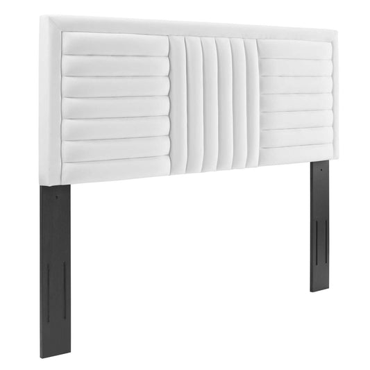 Believe Channel Tufted Performance Velvet Full/Queen Headboard White MOD-6665-WHI