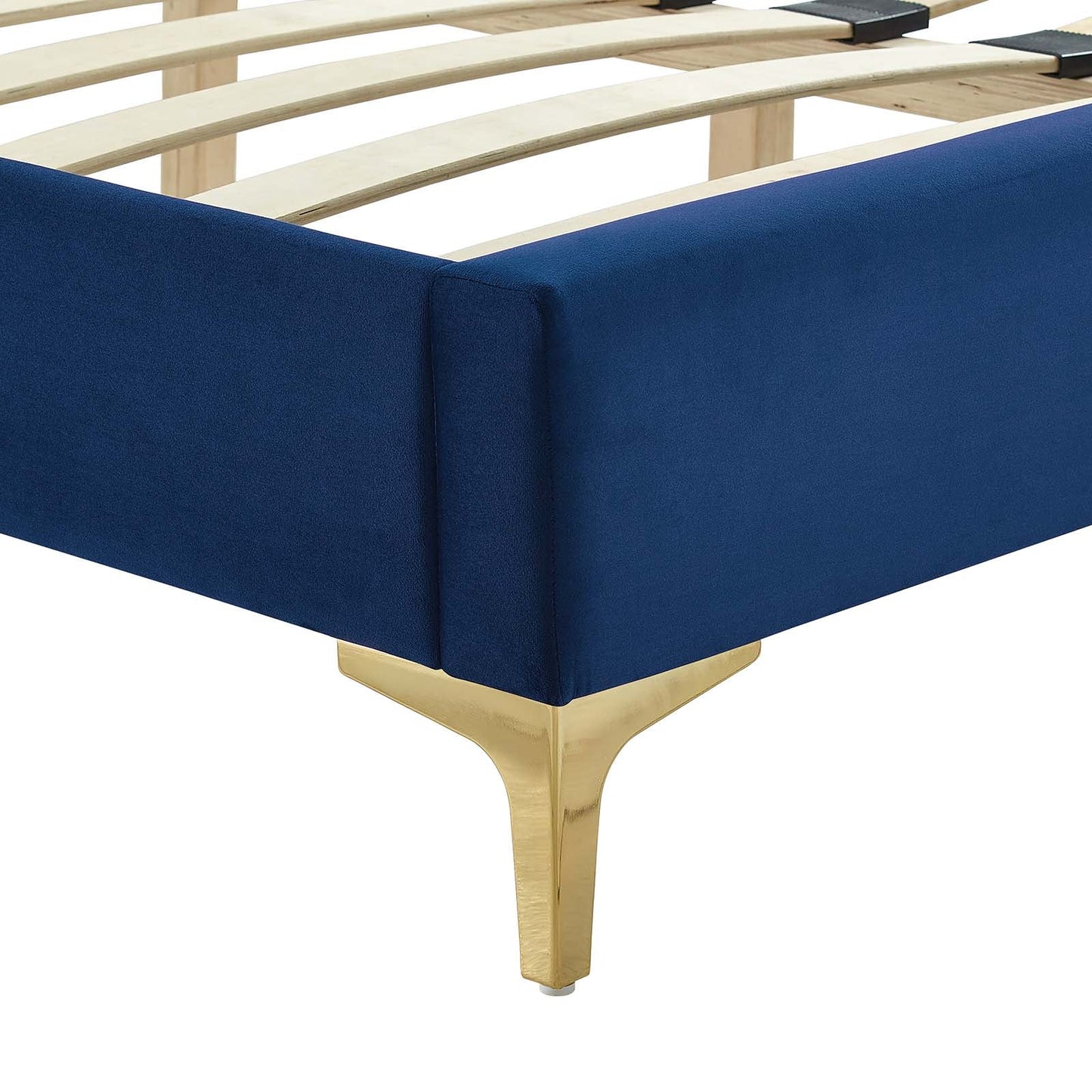 Yasmine Channel Tufted Performance Velvet Queen Platform Bed Navy MOD-6980-NAV