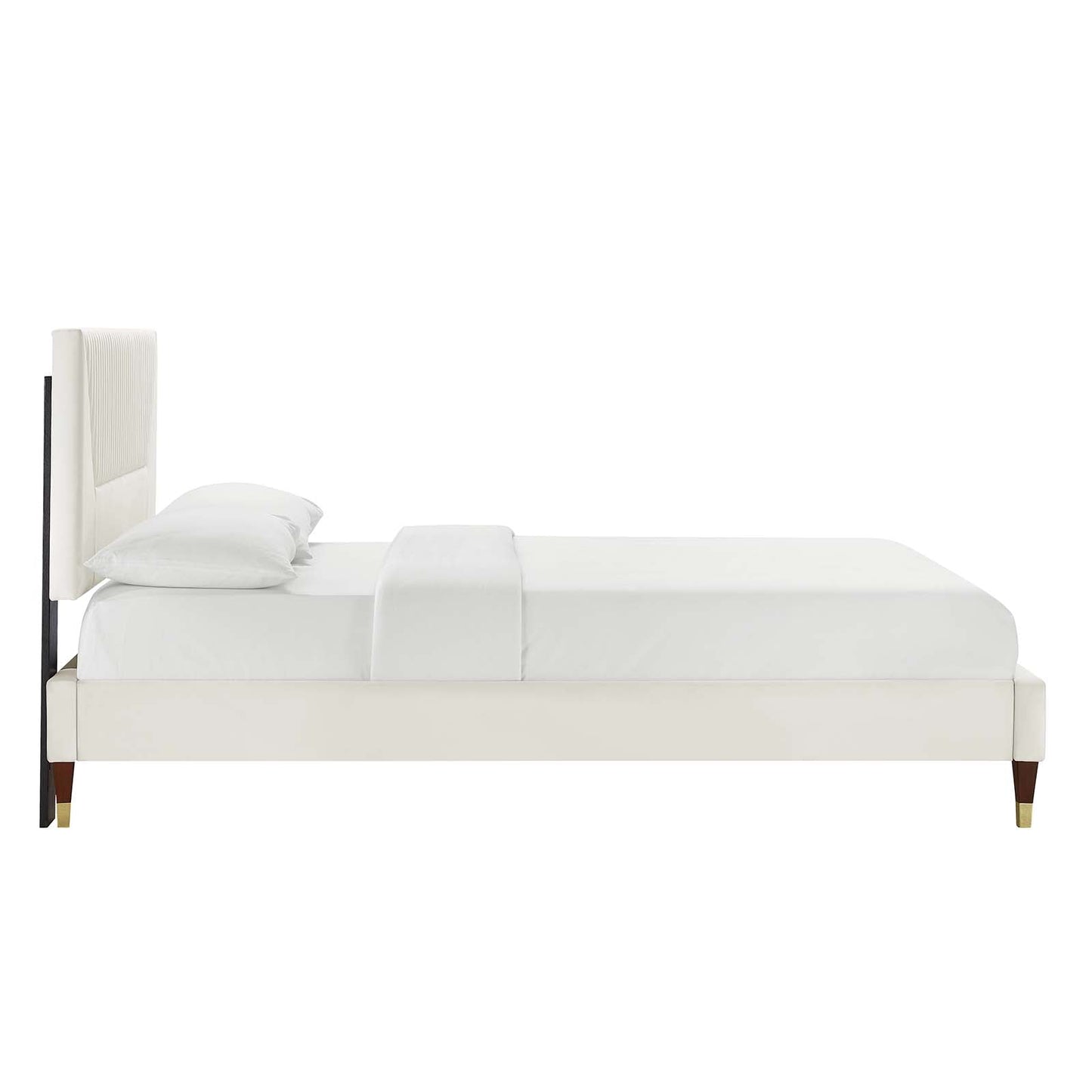 Yasmine Channel Tufted Performance Velvet Full Platform Bed White MOD-7000-WHI