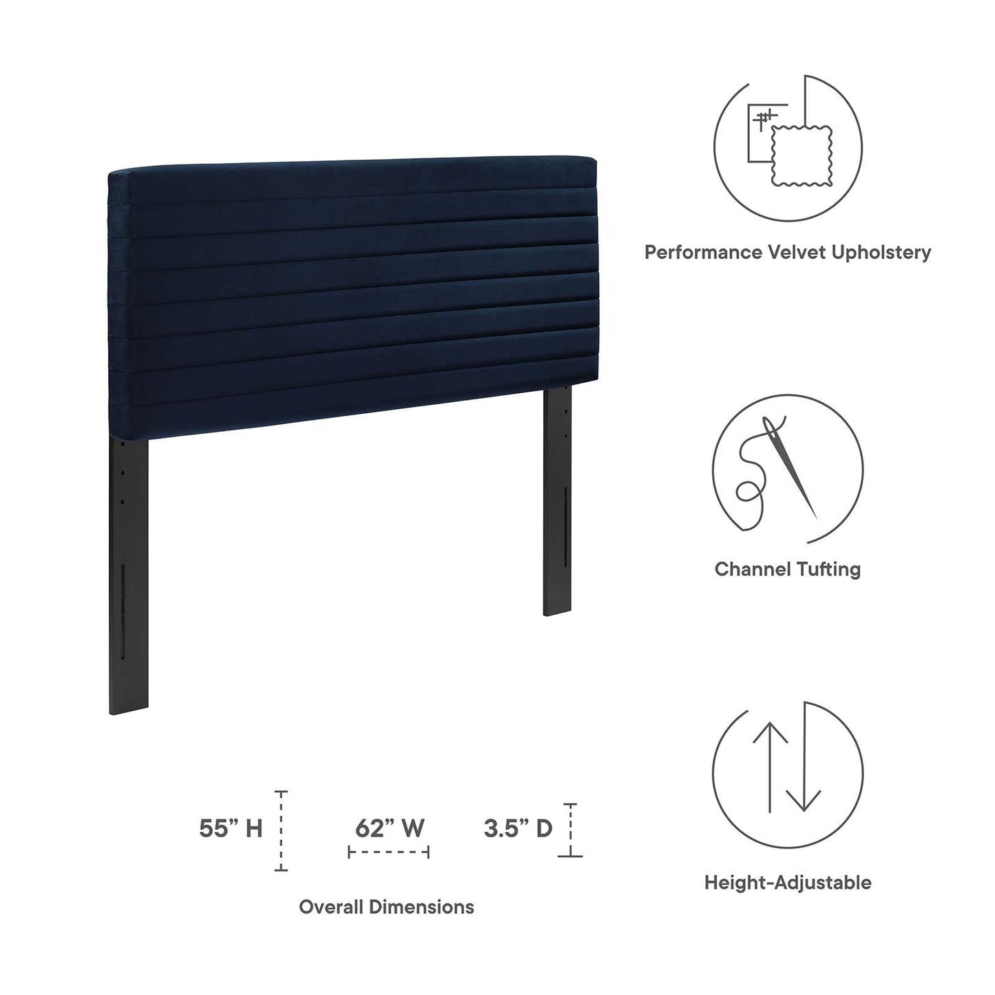 Tranquil Full/Queen Headboard Midnight Blue MOD-7024-MID