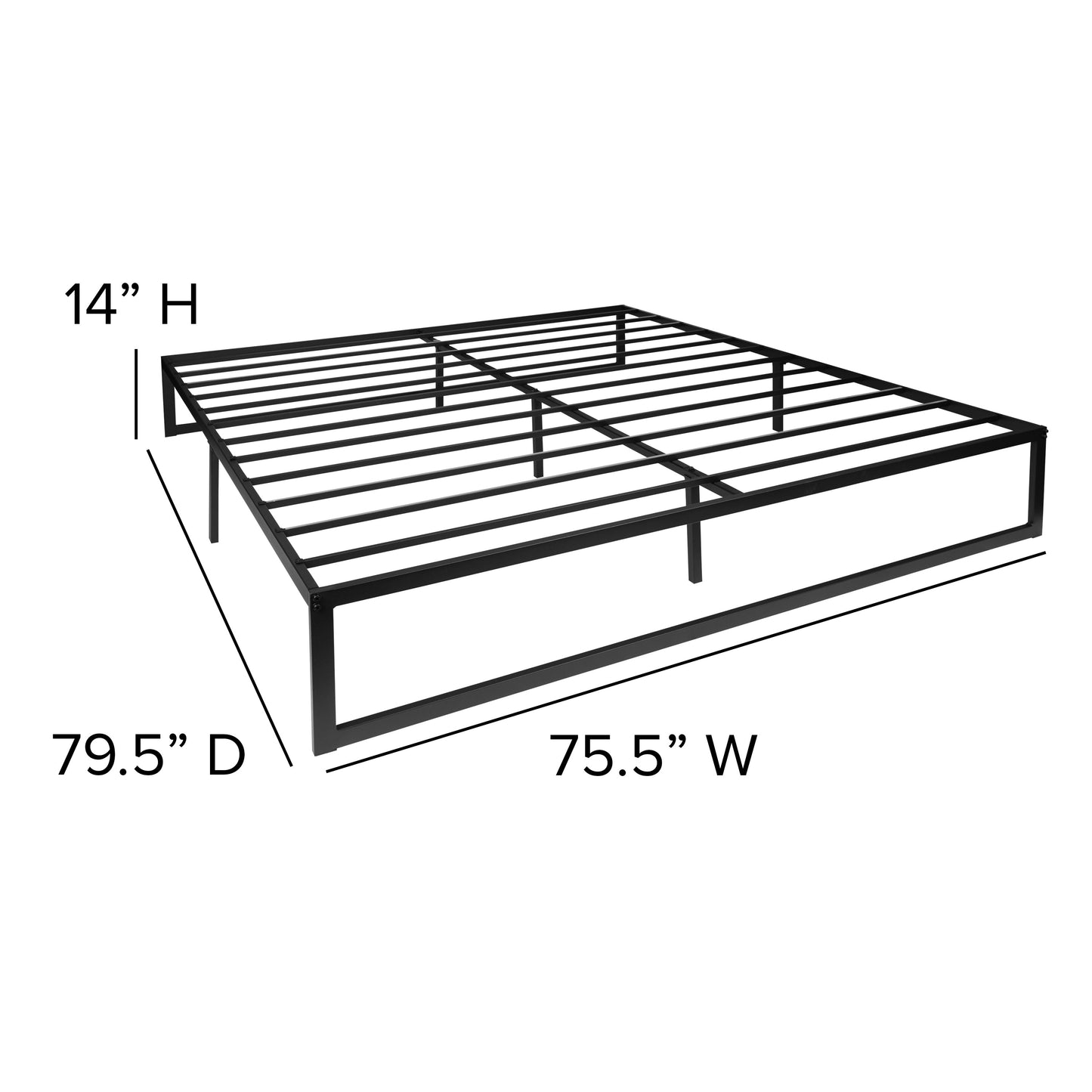 14 Inch King Metal Bed Frame MP-XU-BD10001-K-BK-GG