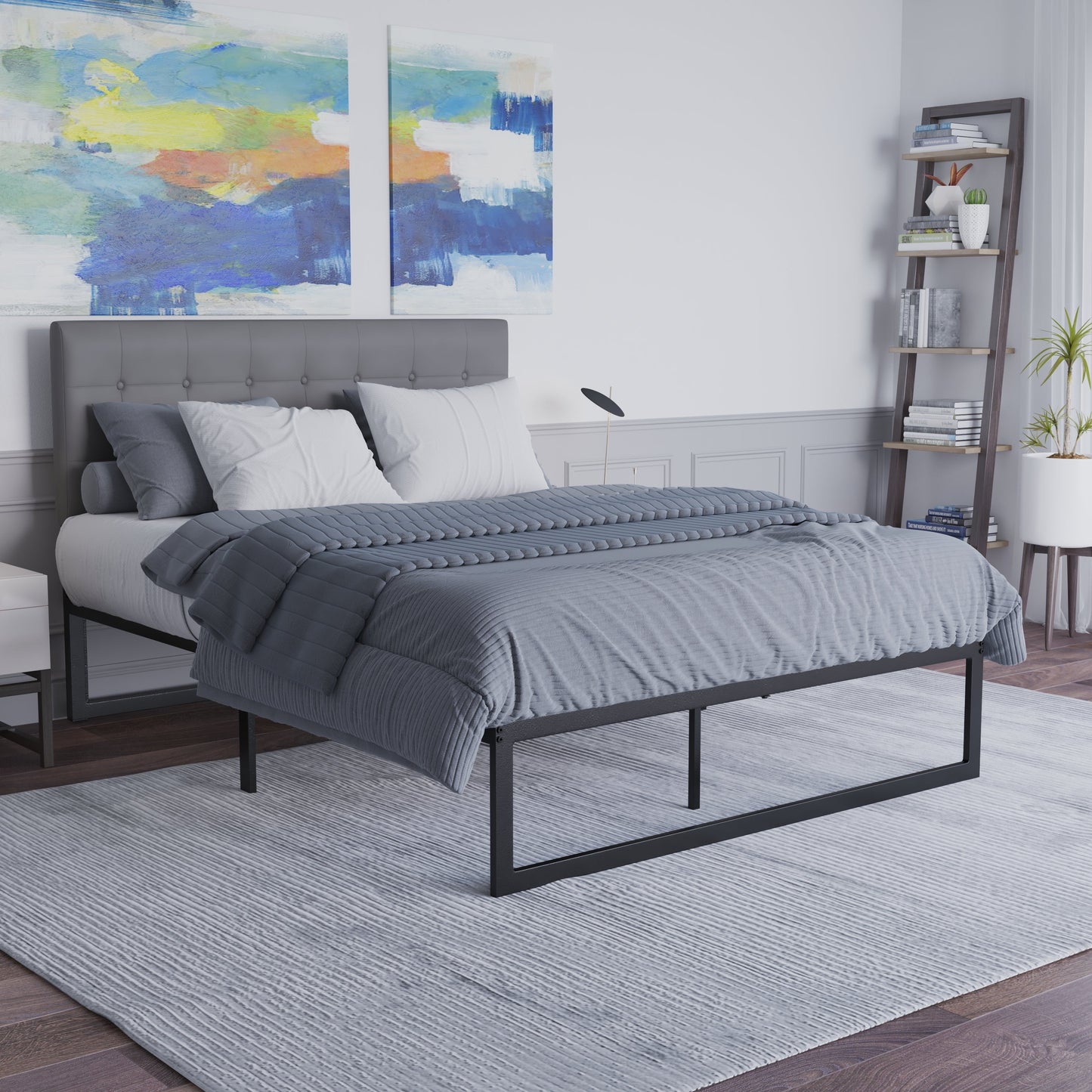 14 Inch Queen Metal Bed Frame MP-XU-BD10001-Q-BK-GG