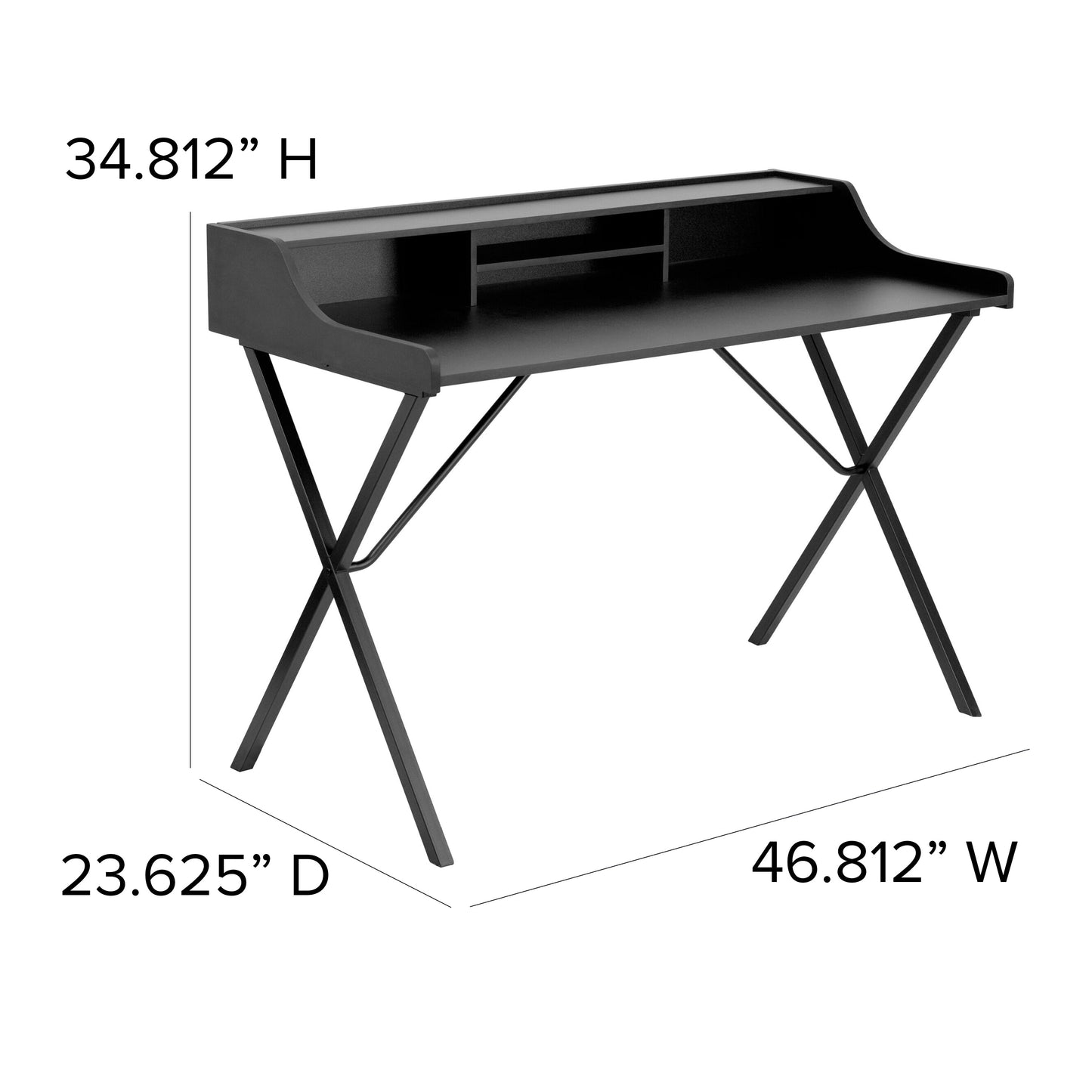 Black Top Shelf Computer Desk NAN-2124-GG