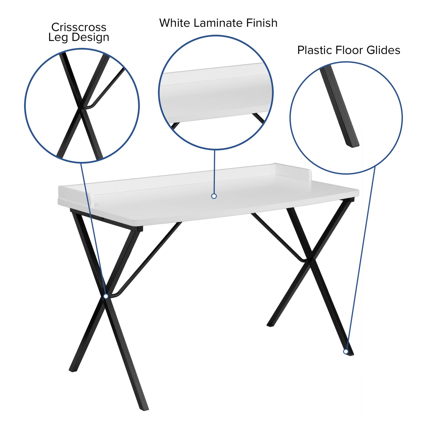 White Computer Desk NAN-2140-WH-GG