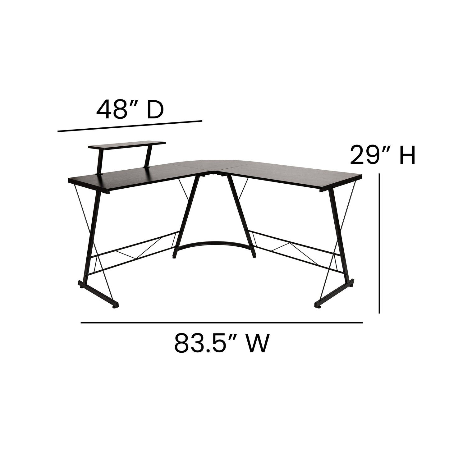 L-Shaped Computer Gaming Desk NAN-CD-22181-BK-BK-GG