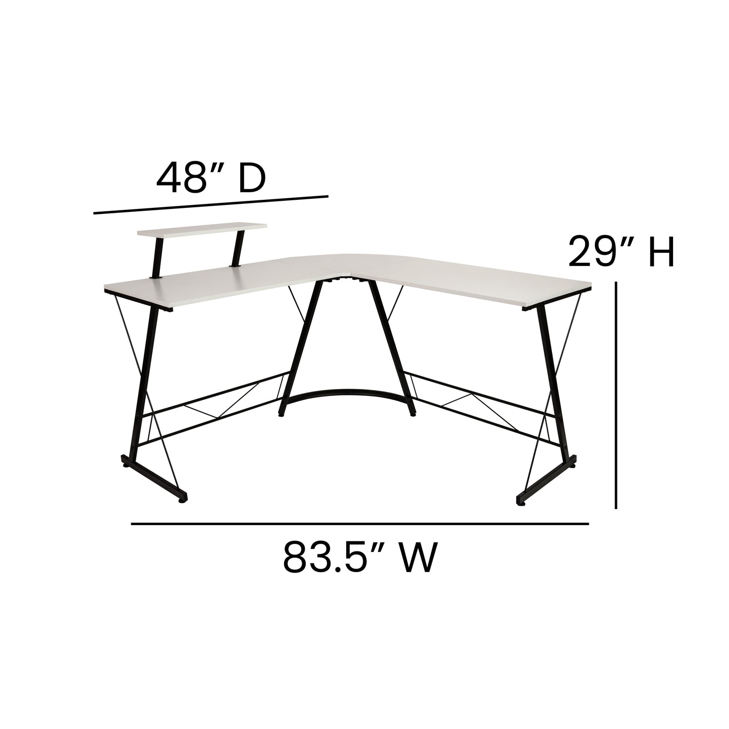 L-Shaped Computer Gaming Desk NAN-CD-22181-WH-BK-GG