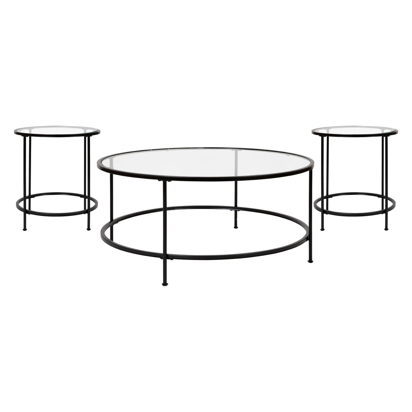 3 Piece Glass Coffee Table Set NAN-CEK-21750-BK-GG