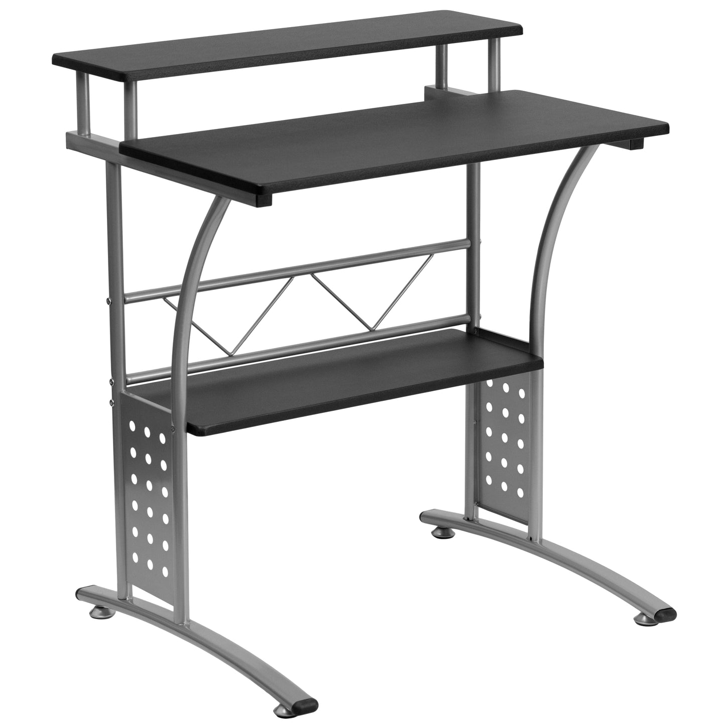 Black Perforated Panel Desk NAN-CLIFTON-BK-GG