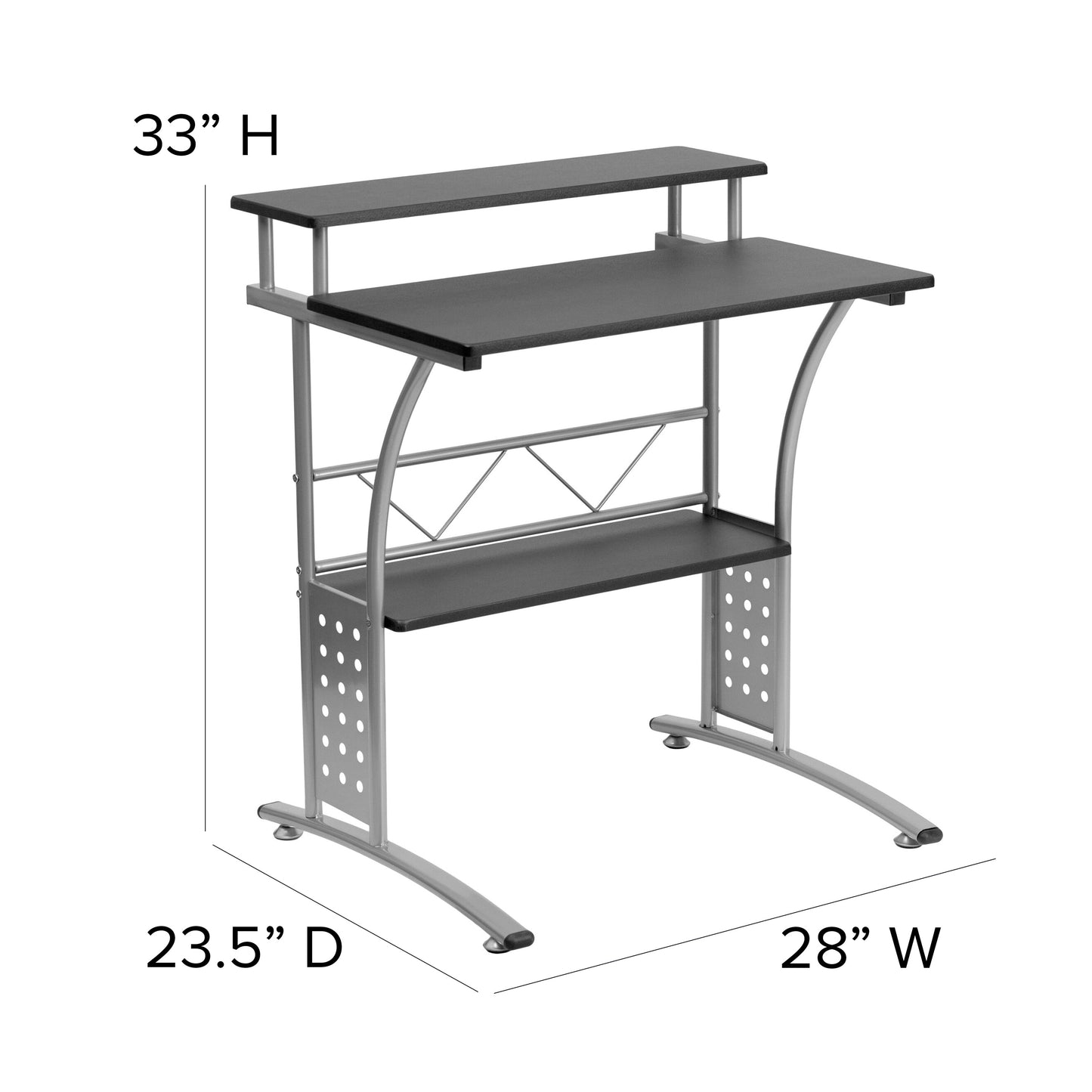 Black Perforated Panel Desk NAN-CLIFTON-BK-GG