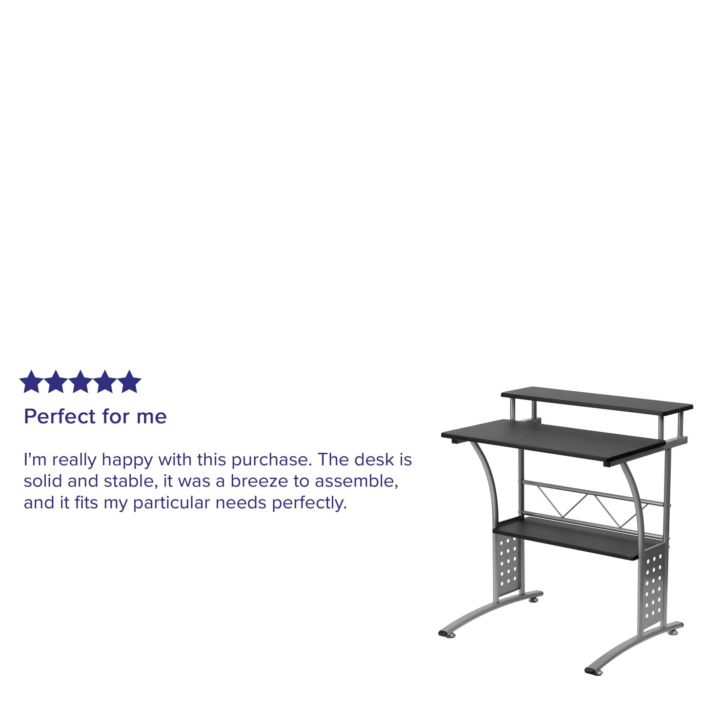 Black Perforated Panel Desk NAN-CLIFTON-BK-GG