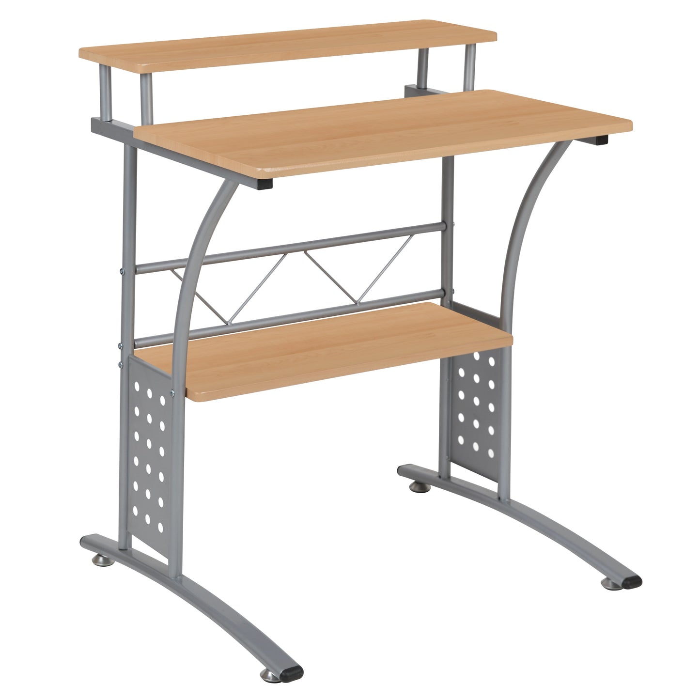 Maple 2 Shelf Computer Desk NAN-CLIFTON-MP-GG