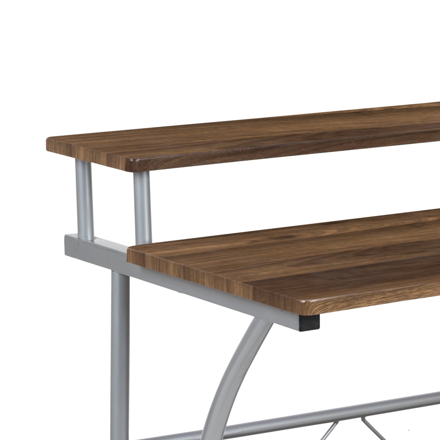 Walnut 2 Shelf Computer Desk NAN-CLIFTON-RU-GG