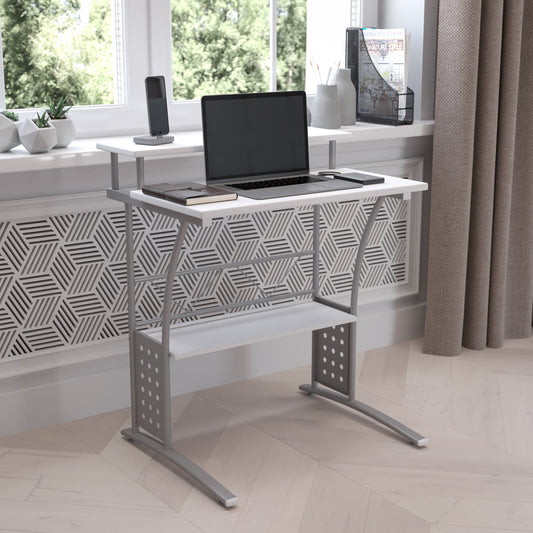 White Perforated Panel Desk NAN-CLIFTON-WH-GG