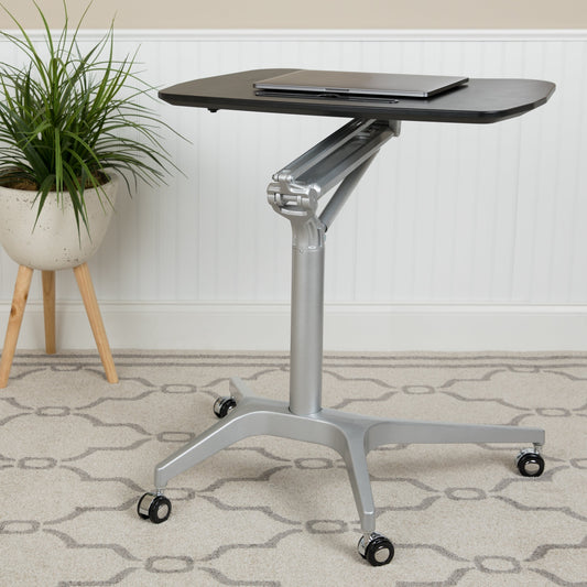 Black Mobile Sit to Stand Desk NAN-IP-10-BK-GG