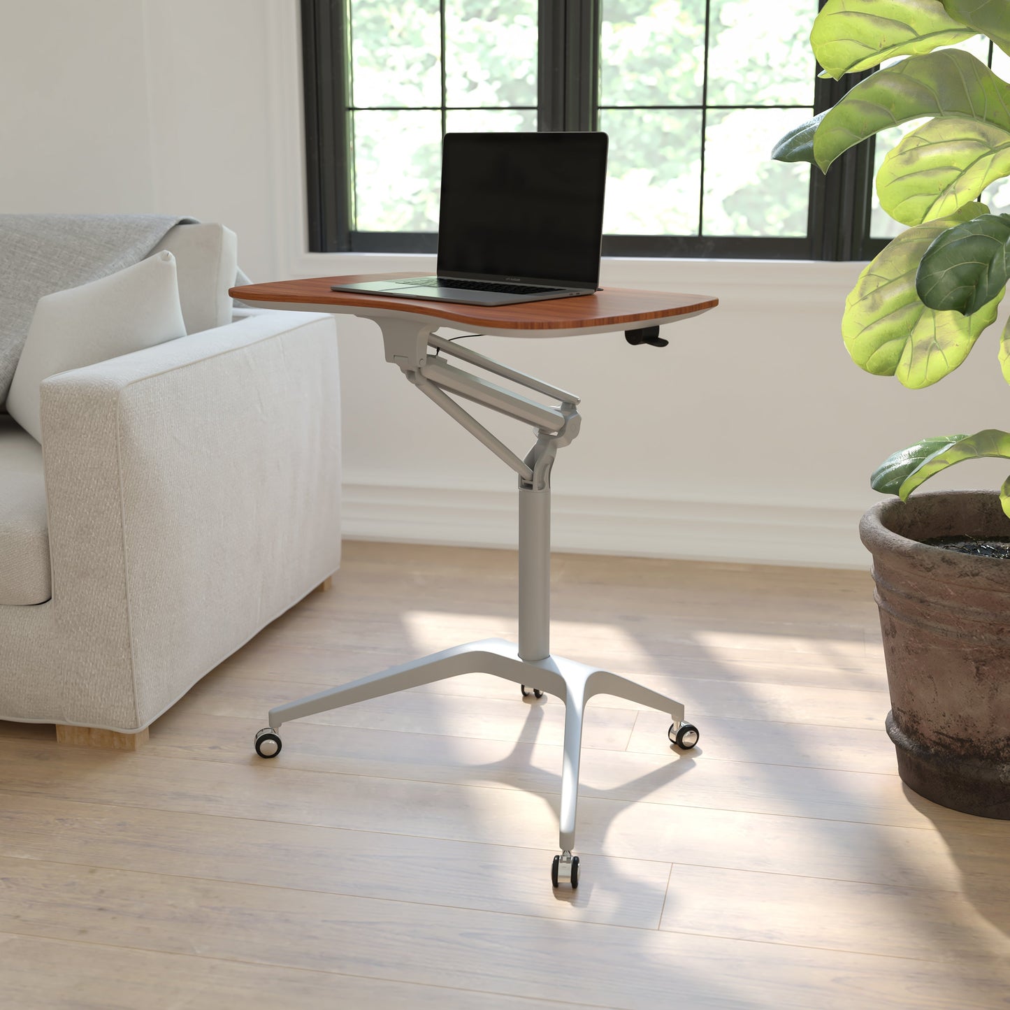 Mobile Sit-Stand Mahogany Desk NAN-IP-10-GG