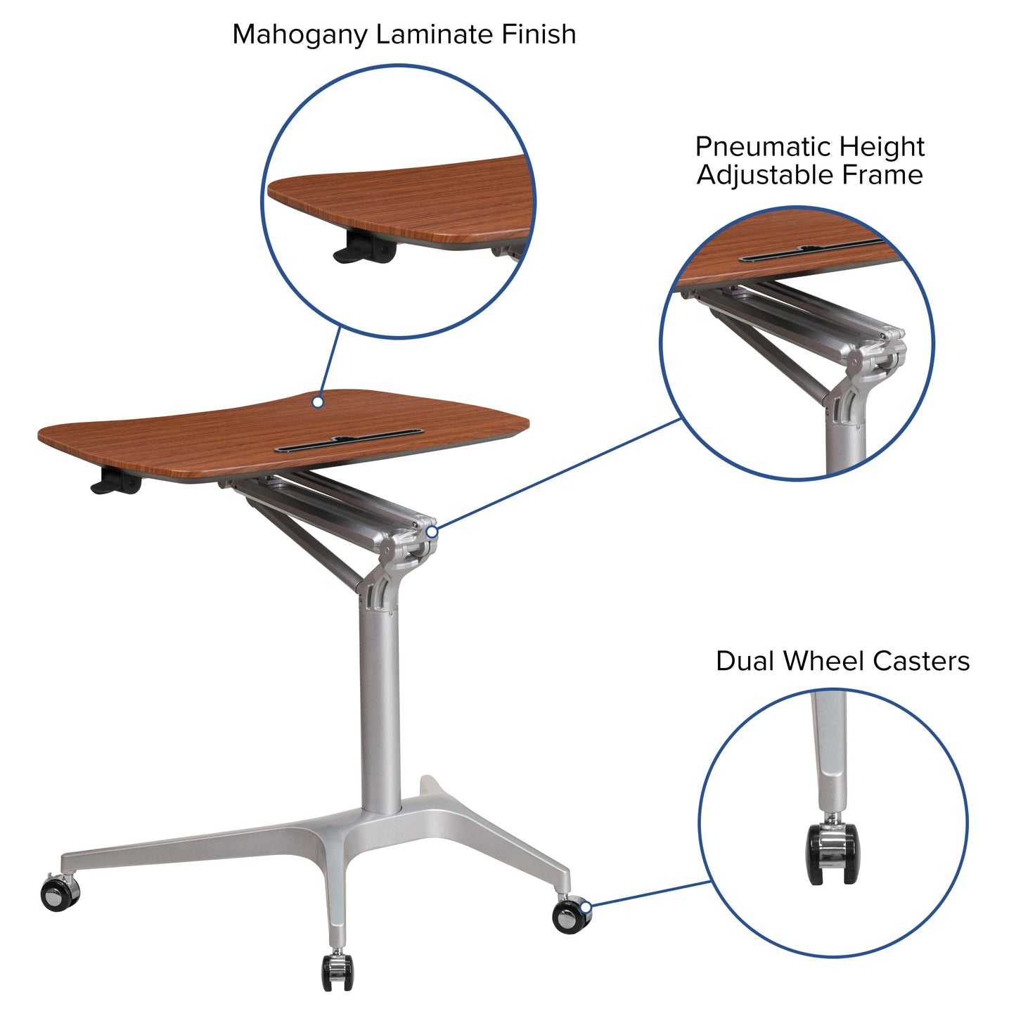 Mobile Sit-Stand Mahogany Desk NAN-IP-10-GG