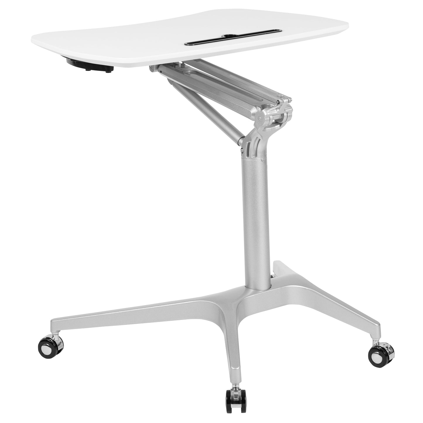 White Mobile Sit to Stand Desk NAN-IP-10-WH-GG