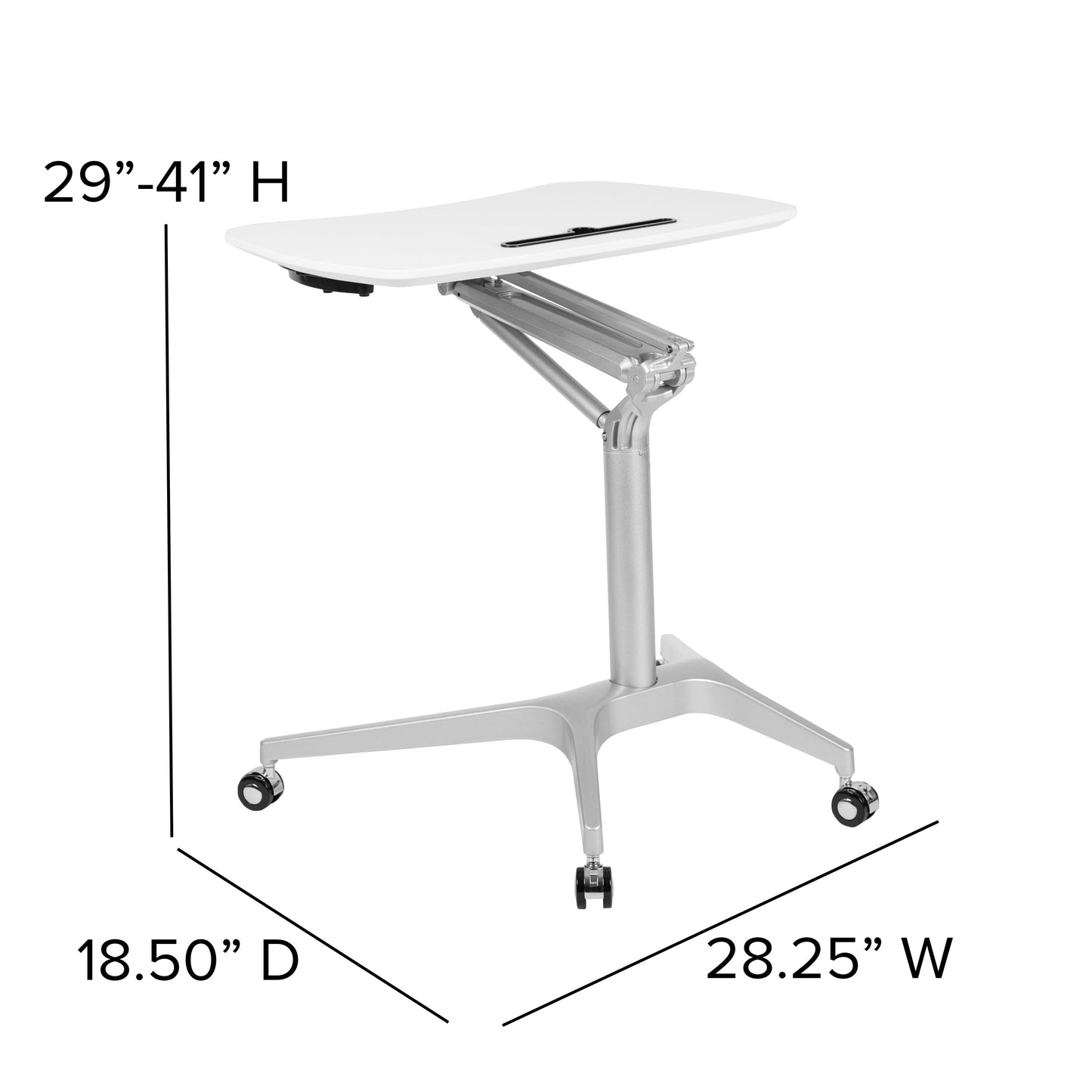 White Mobile Sit to Stand Desk NAN-IP-10-WH-GG