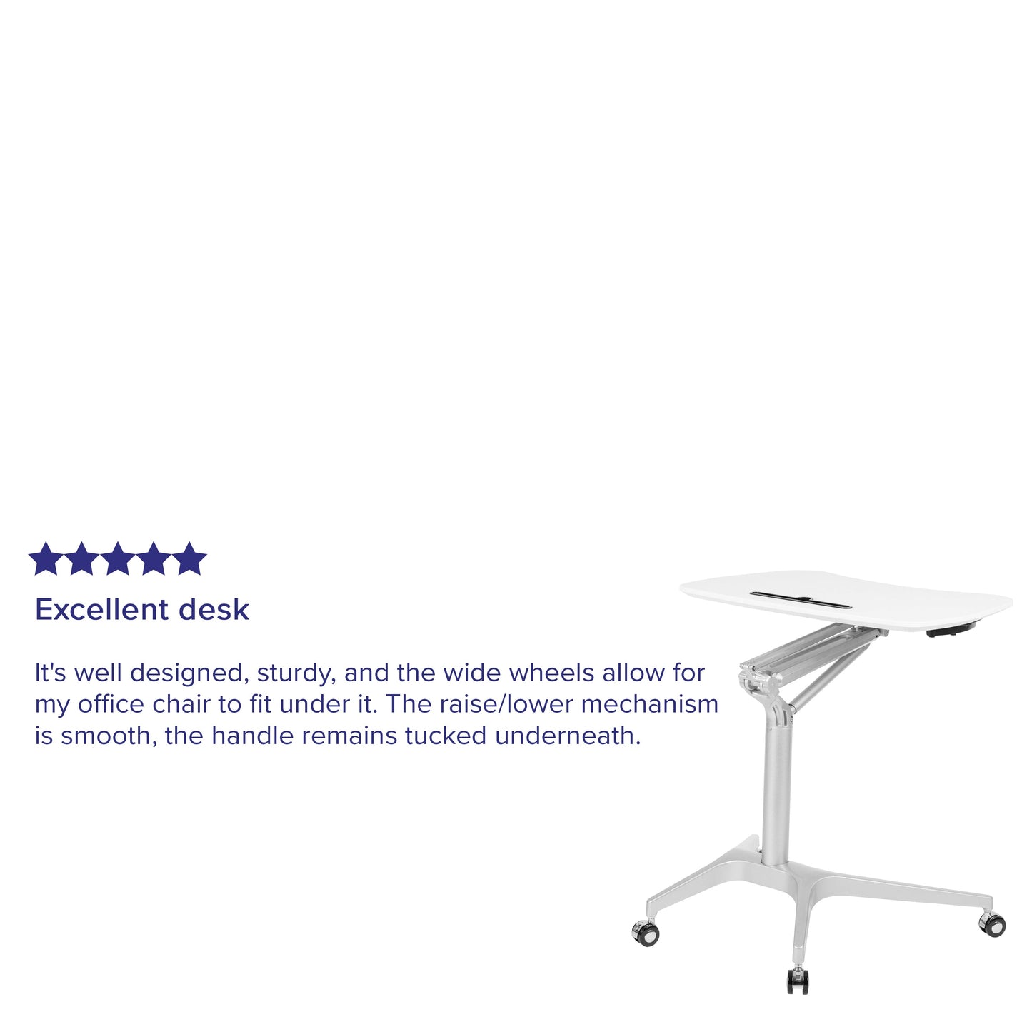 White Mobile Sit to Stand Desk NAN-IP-10-WH-GG