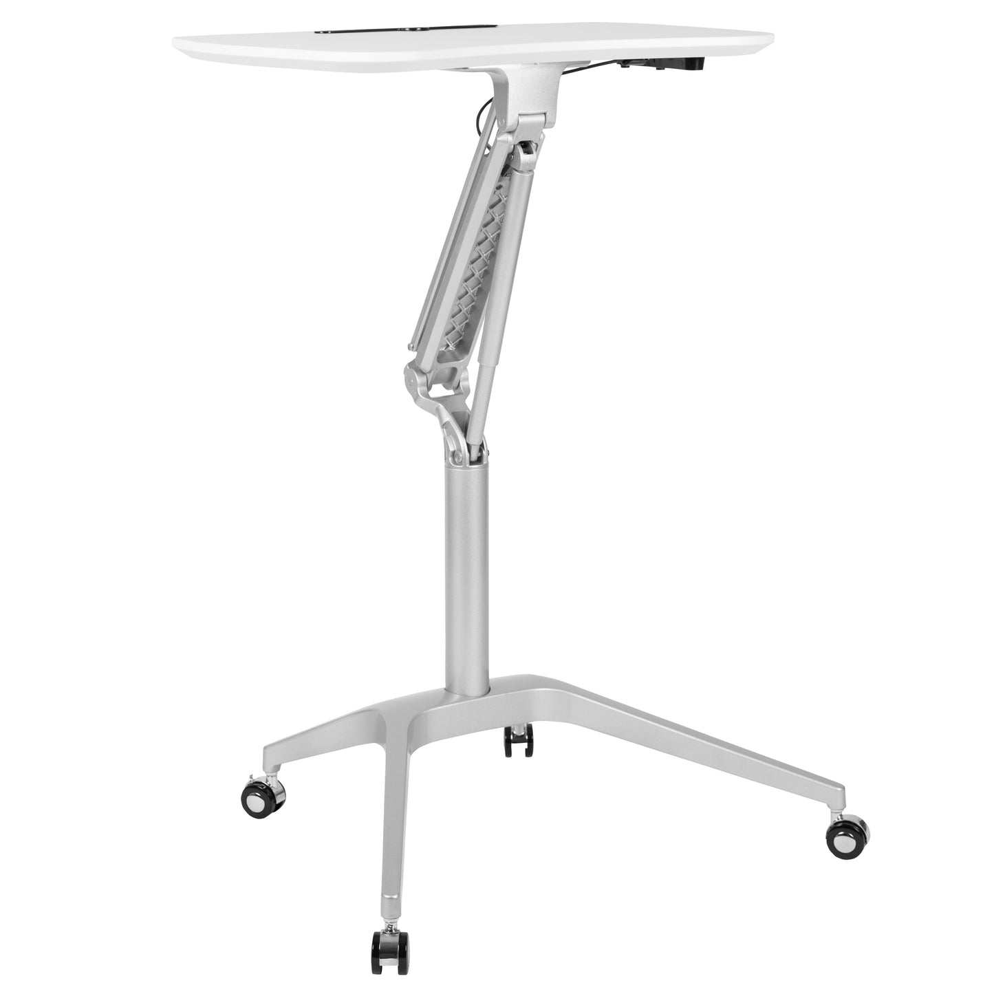 White Mobile Sit to Stand Desk NAN-IP-10-WH-GG