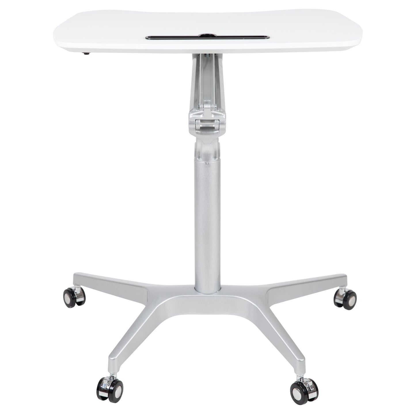 White Mobile Sit to Stand Desk NAN-IP-10-WH-GG