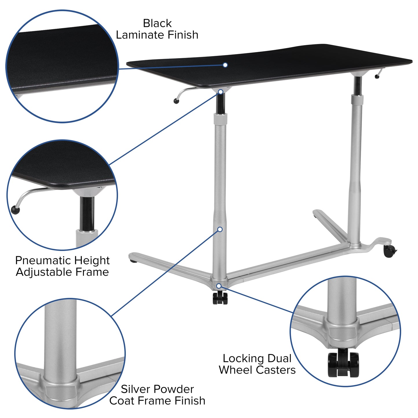 Black Sit-Stand Computer Desk NAN-IP-6-1-BK-GG