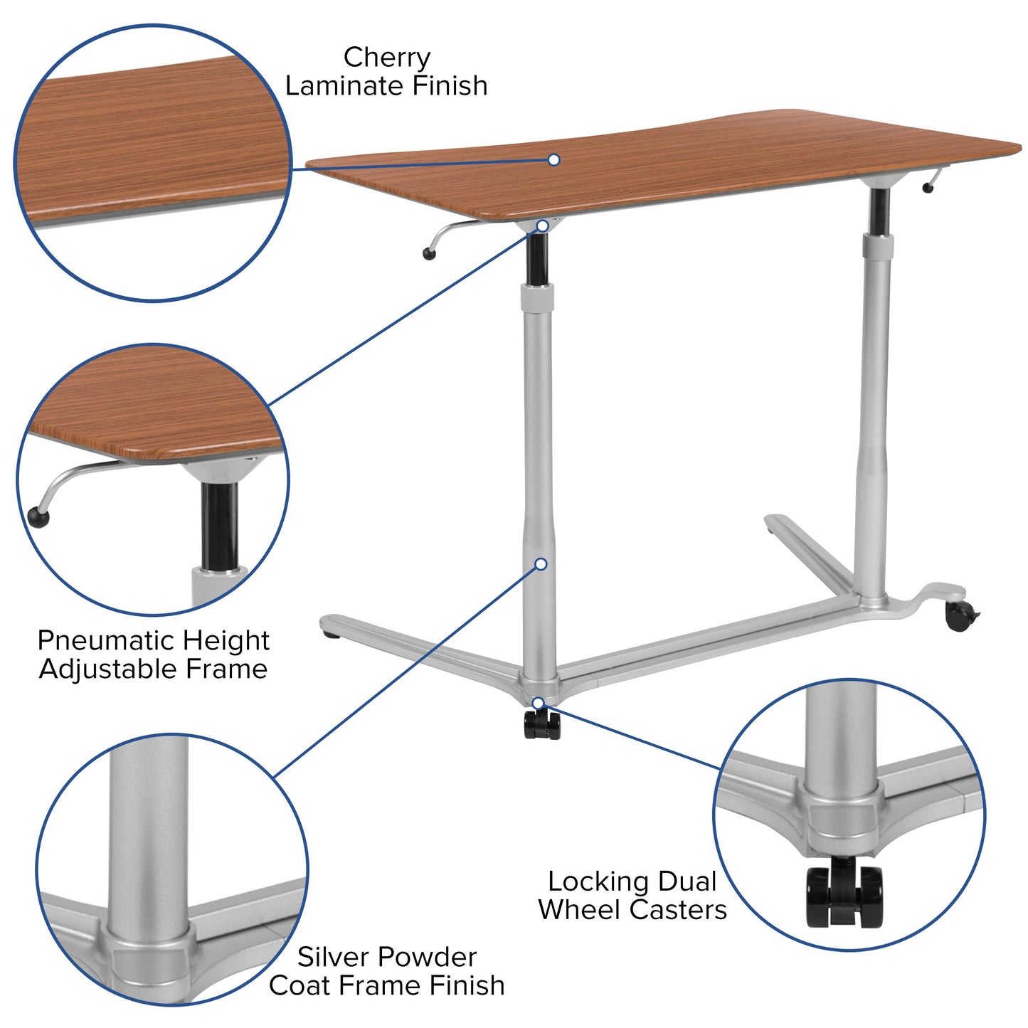 Cherry Sit-Stand Computer Desk NAN-IP-6-1-CH-GG