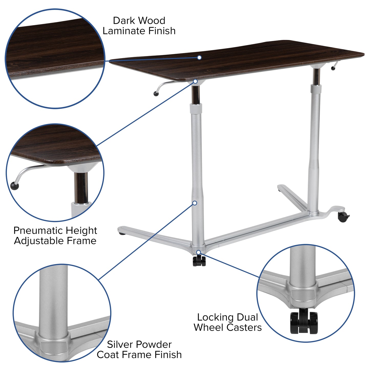 Wood Grain Sit to Stand Desk NAN-IP-6-1-DKW-GG