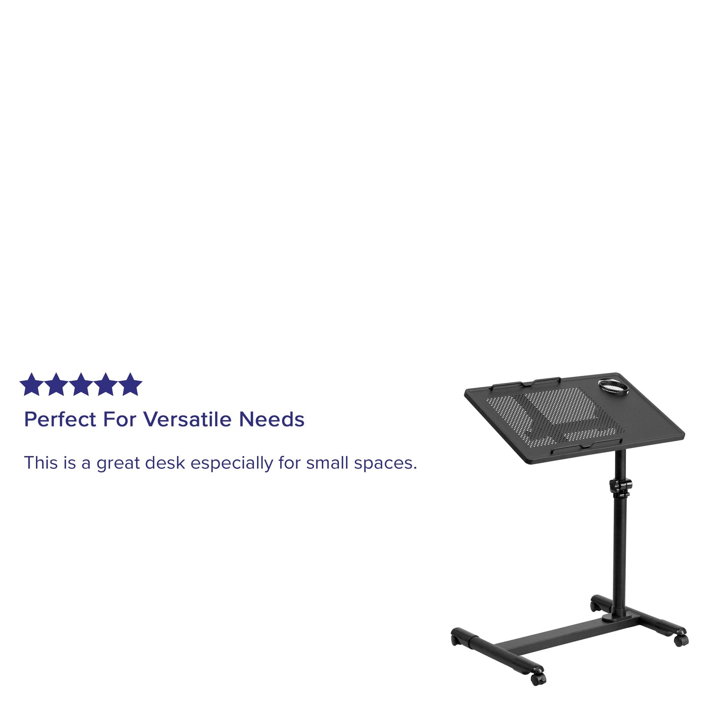 Black Adjustable Mobile Desk NAN-JG-06B-BK-GG