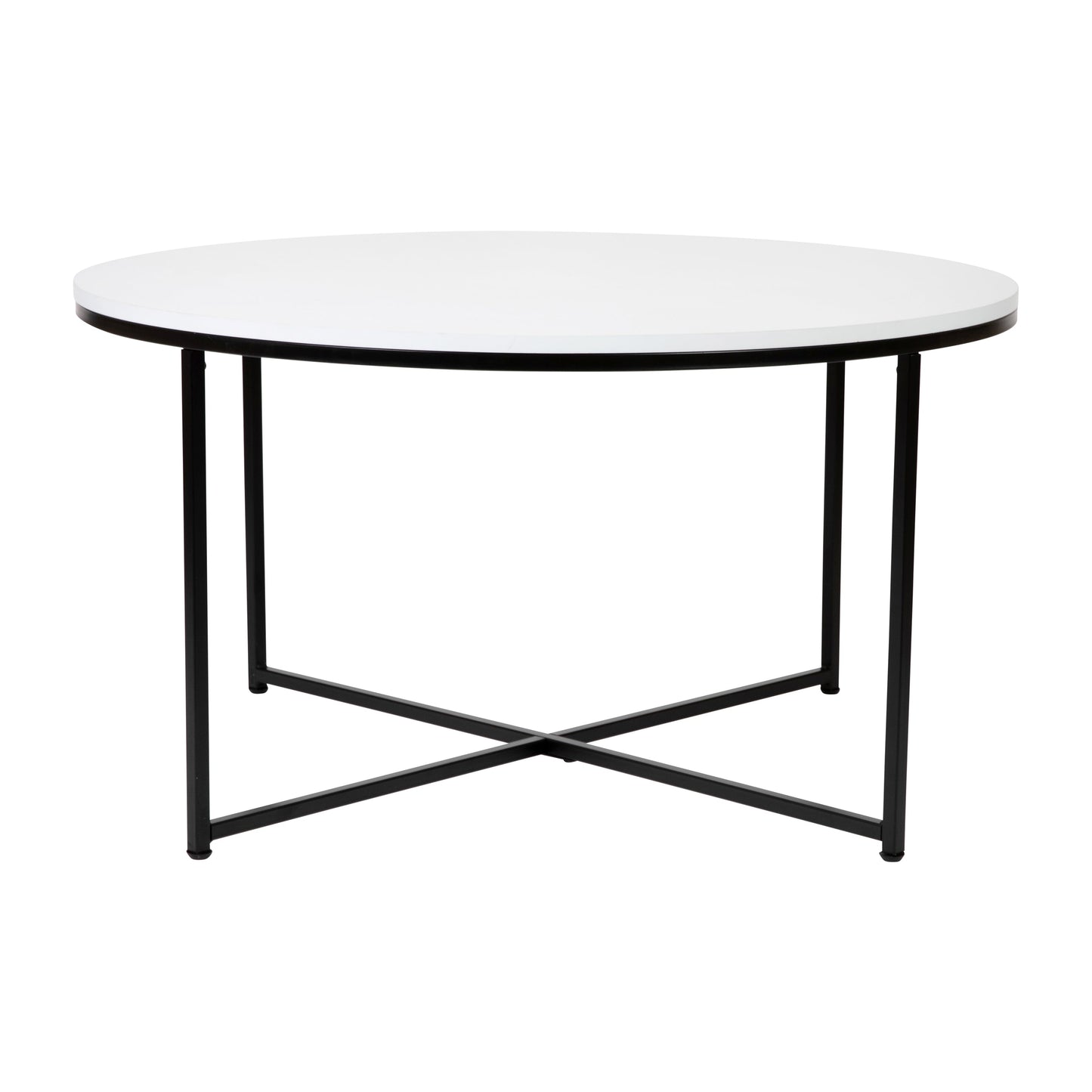 White Coffee Table-Black Frame NAN-JH-1787CT-BK-GG