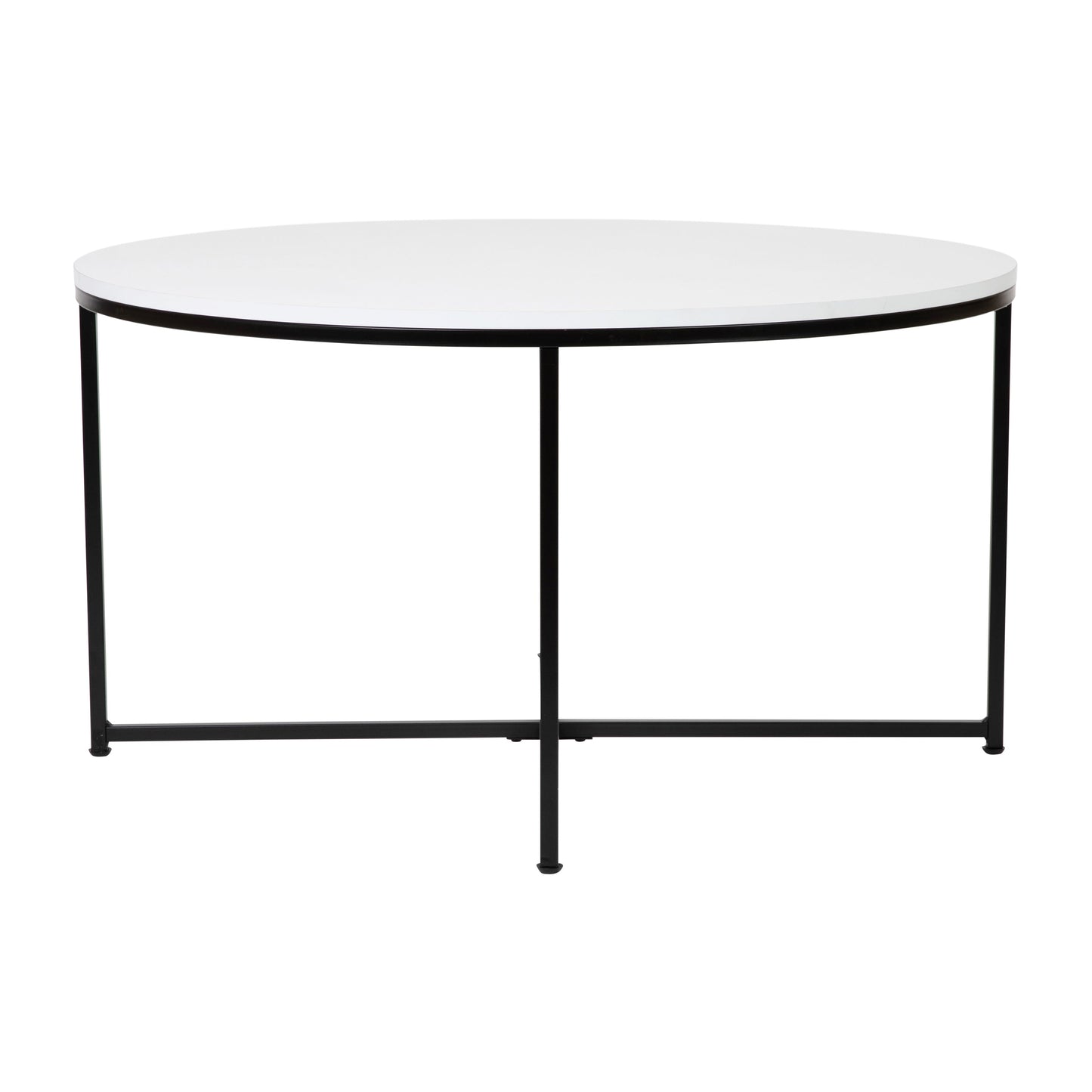 White Coffee Table-Black Frame NAN-JH-1787CT-BK-GG