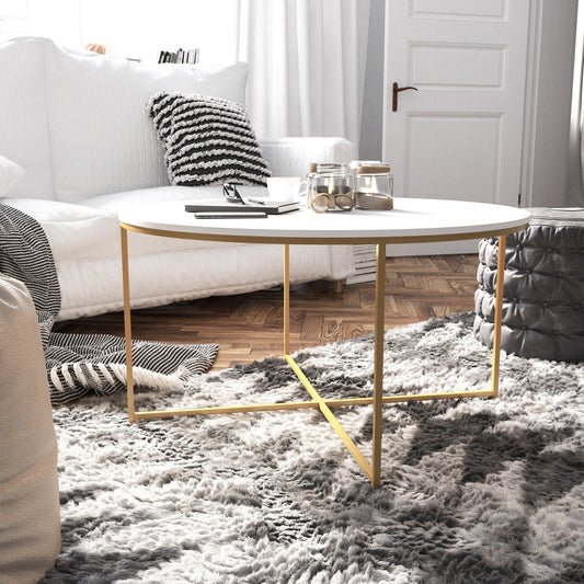 White Coffee Table-Gold Frame NAN-JH-1787CT-GG