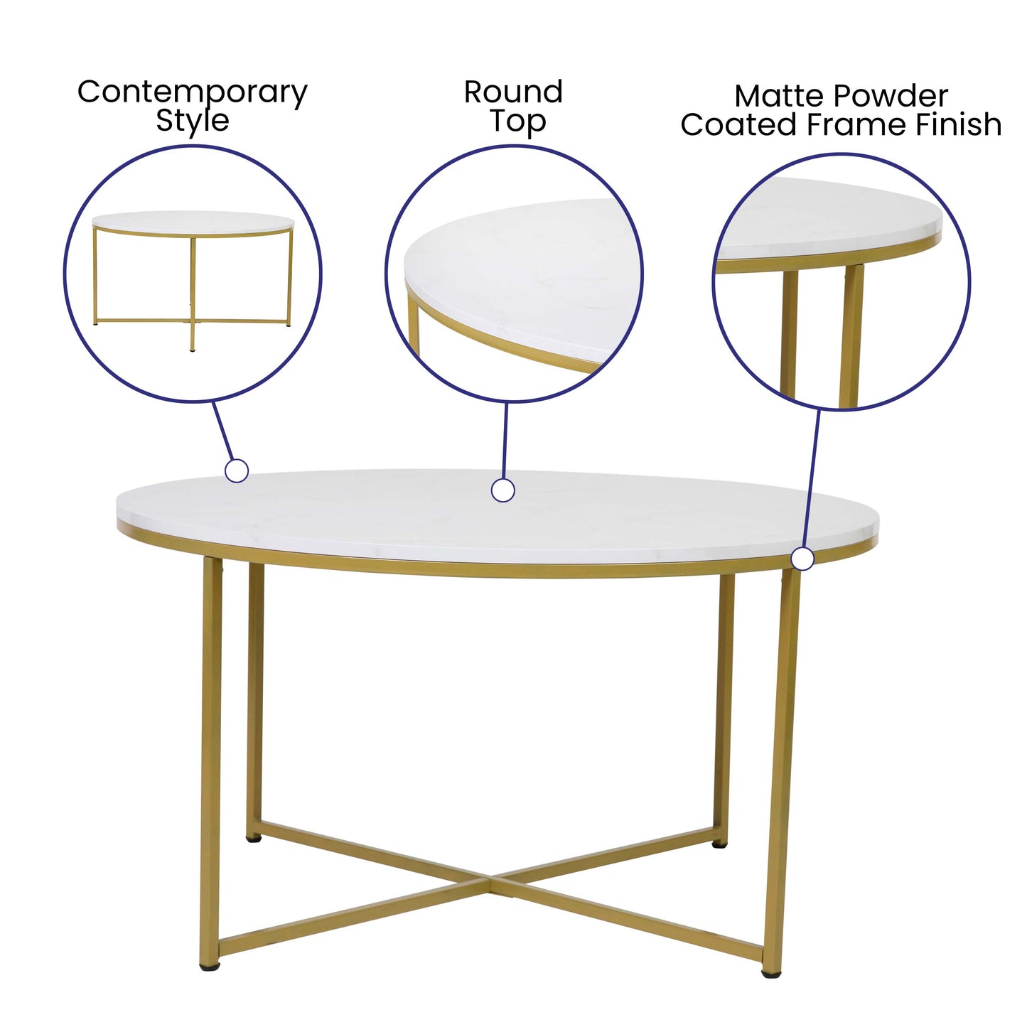 Marble Coffee Table-Gold Frame NAN-JH-1787CT-MRBL-GG