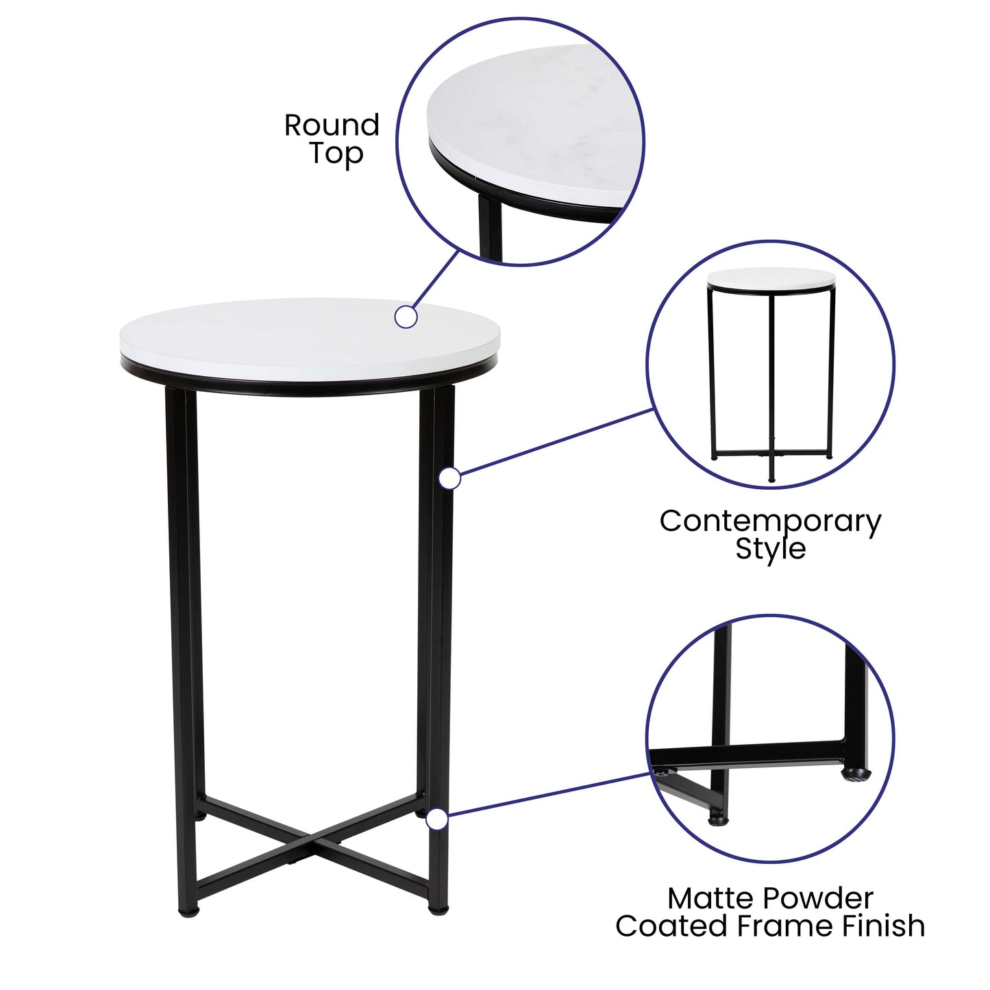 White End Table-Black Frame NAN-JH-1787ET-BK-GG