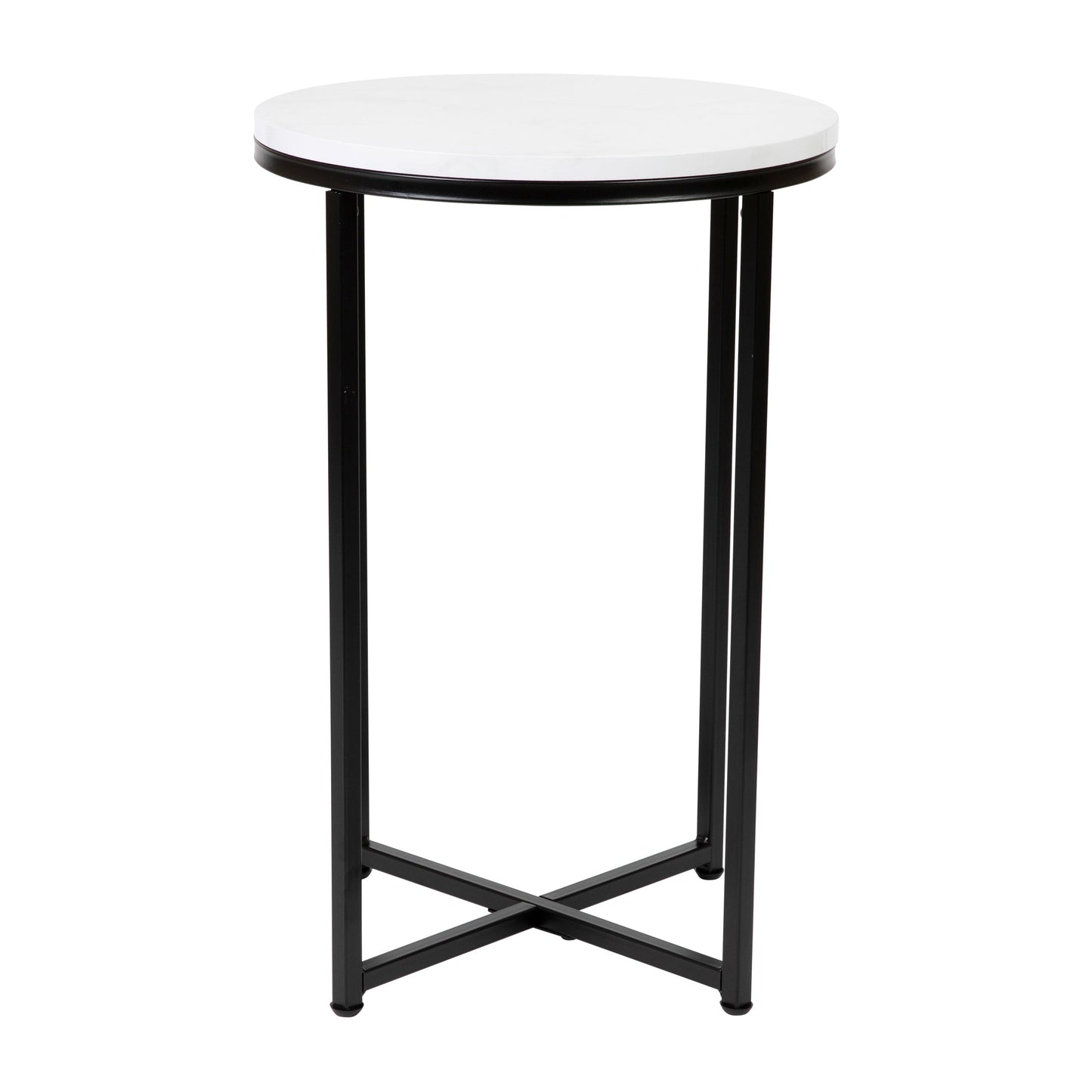 Marble End Table-Black Frame NAN-JH-1787ET-MRBL-BK-GG