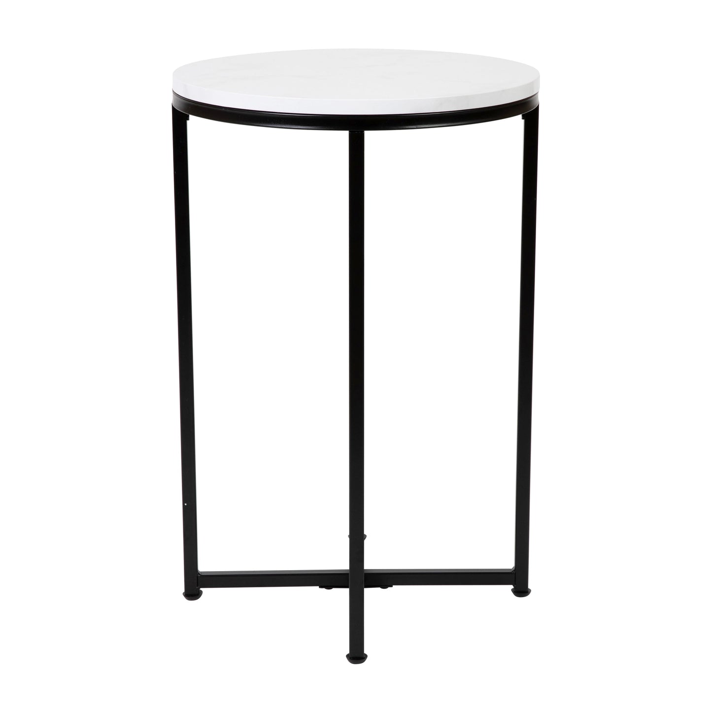 Marble End Table-Black Frame NAN-JH-1787ET-MRBL-BK-GG