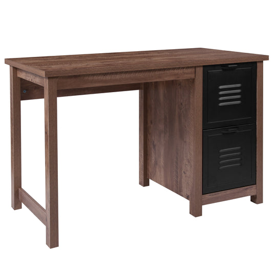 Oak Desk with Metal Drawers NAN-JN-21736T-GG